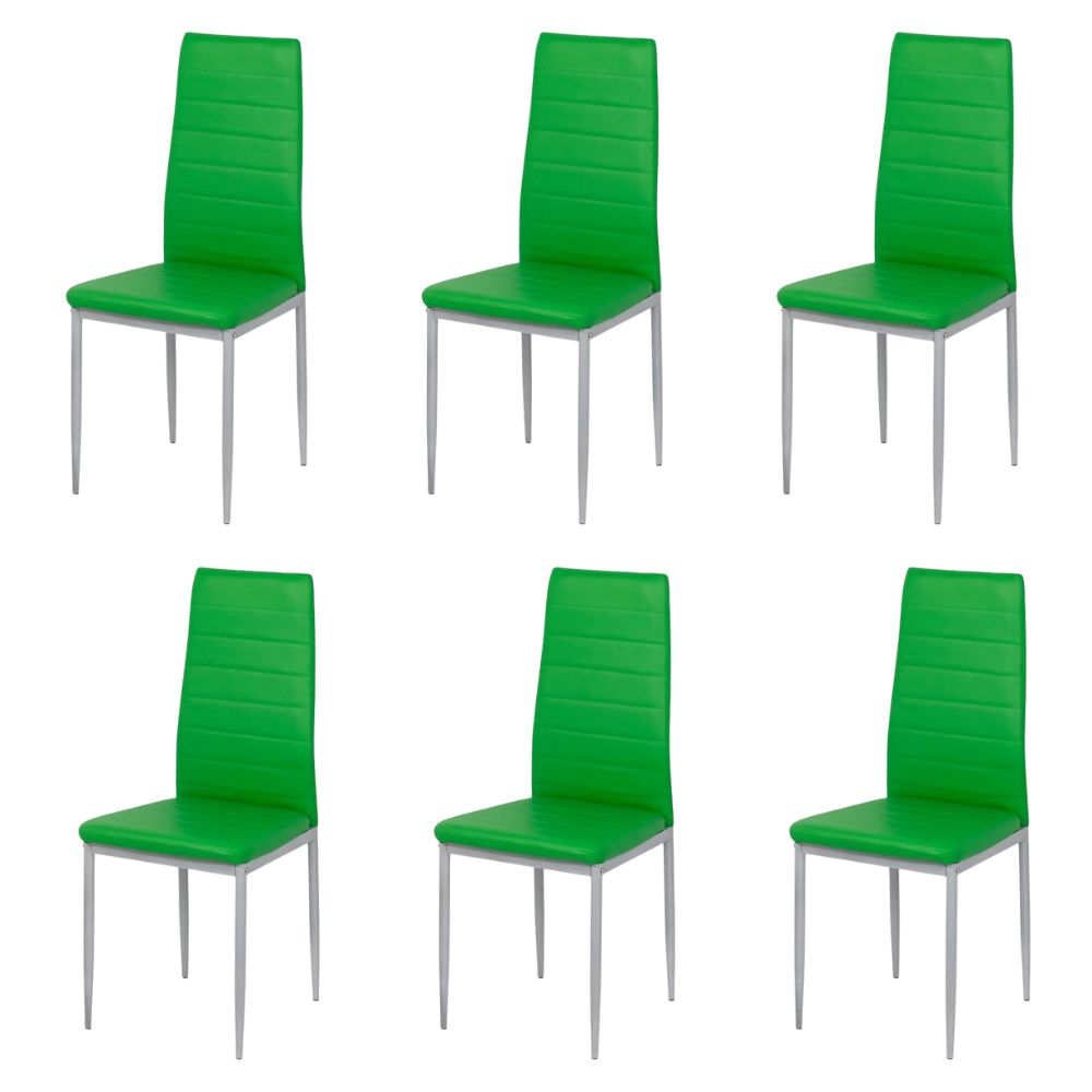 Set 6 scaune de bucătărie din piele ecologică pe verde